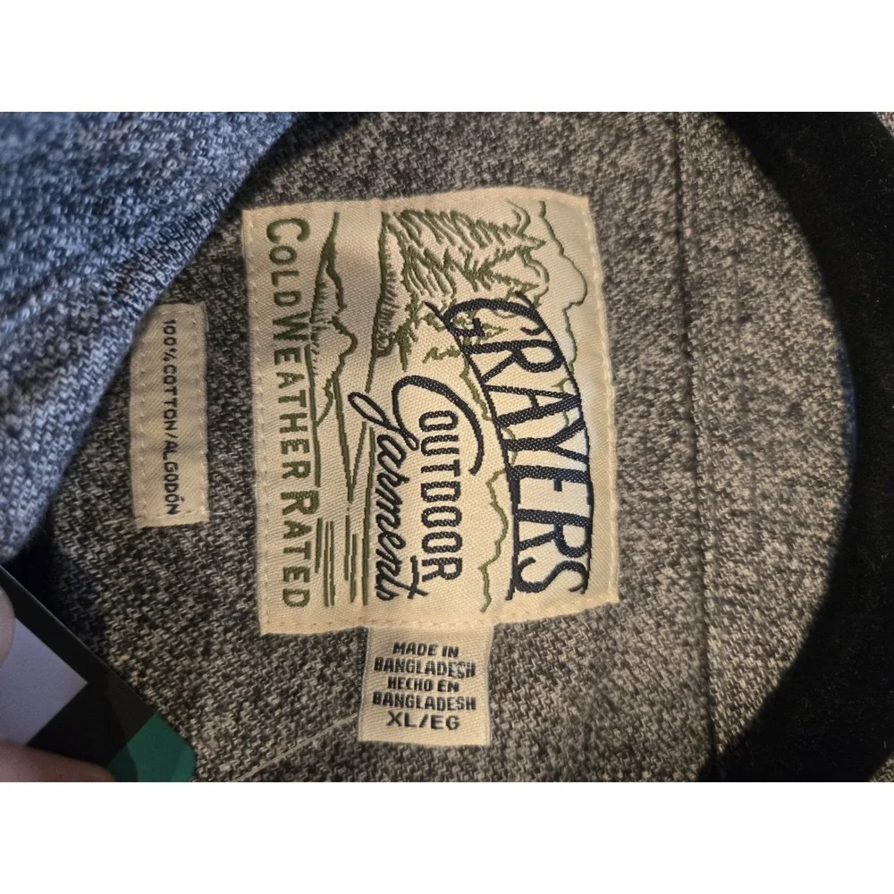 Grayers Outdoor Garments Shirt Jacket XL Gray Cold Weather Rated Shacket NWT
